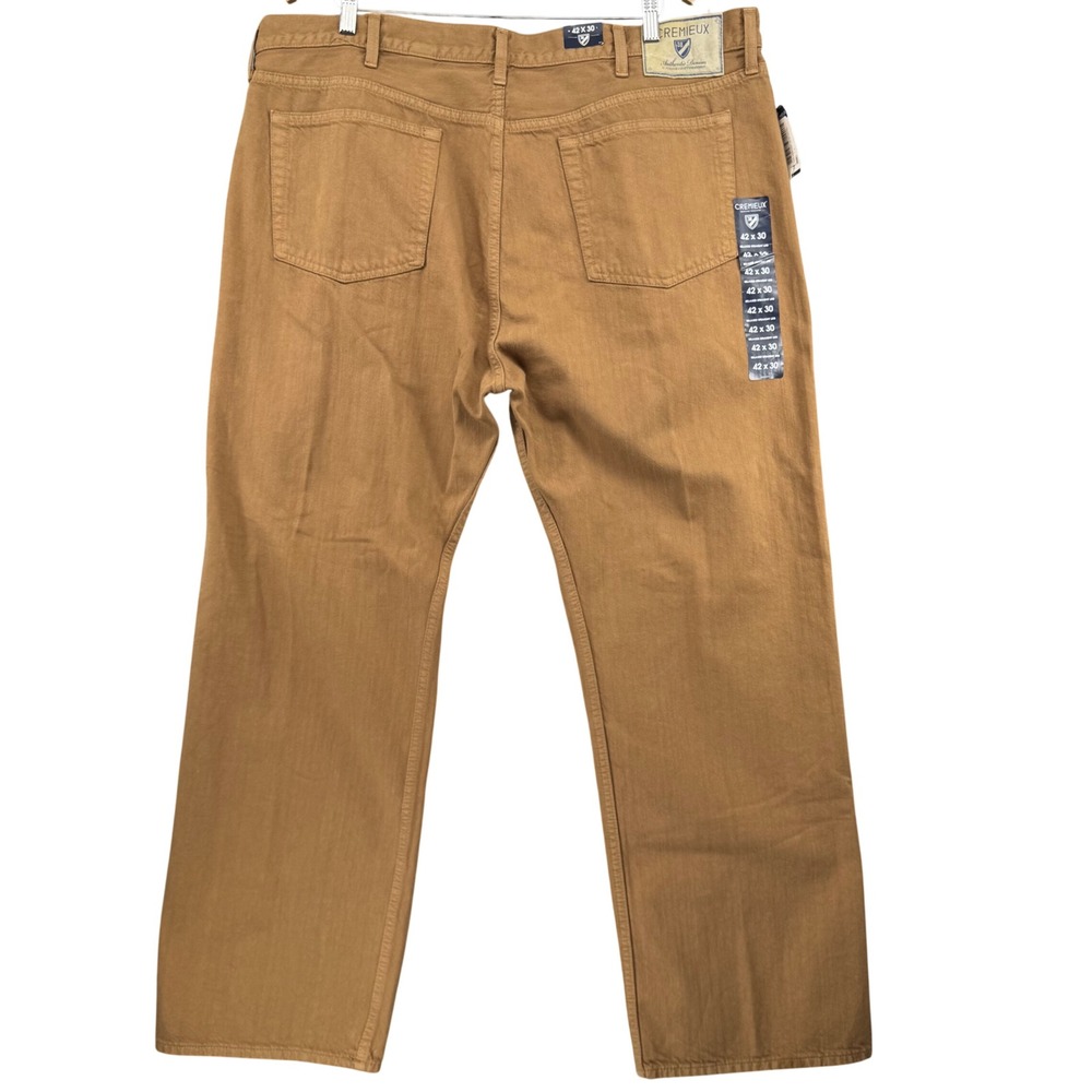 NEW Cremieux Austin Jeans Mens 42x30 Brown Relaxed Straight Leg Denim